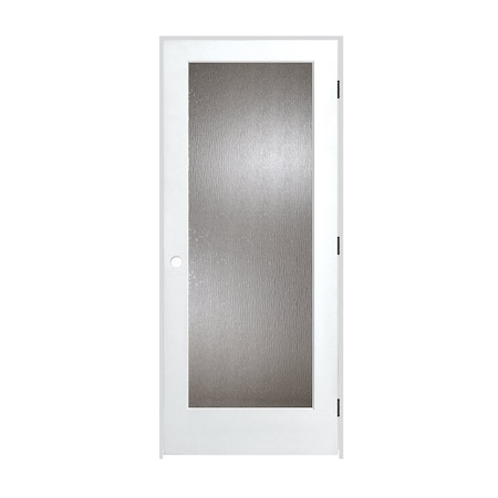Trimlite 24"x80"x13/8" Primed 1Lite Rain Tempered Glass Interior French 69/16" LH Prehung Door Matte Hinges 2068pri1501RAITLH10B6916
